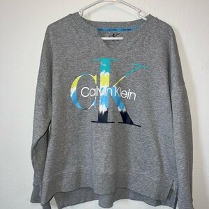 Calvin Klein Gray Sweatshirt with Vibrant Logo